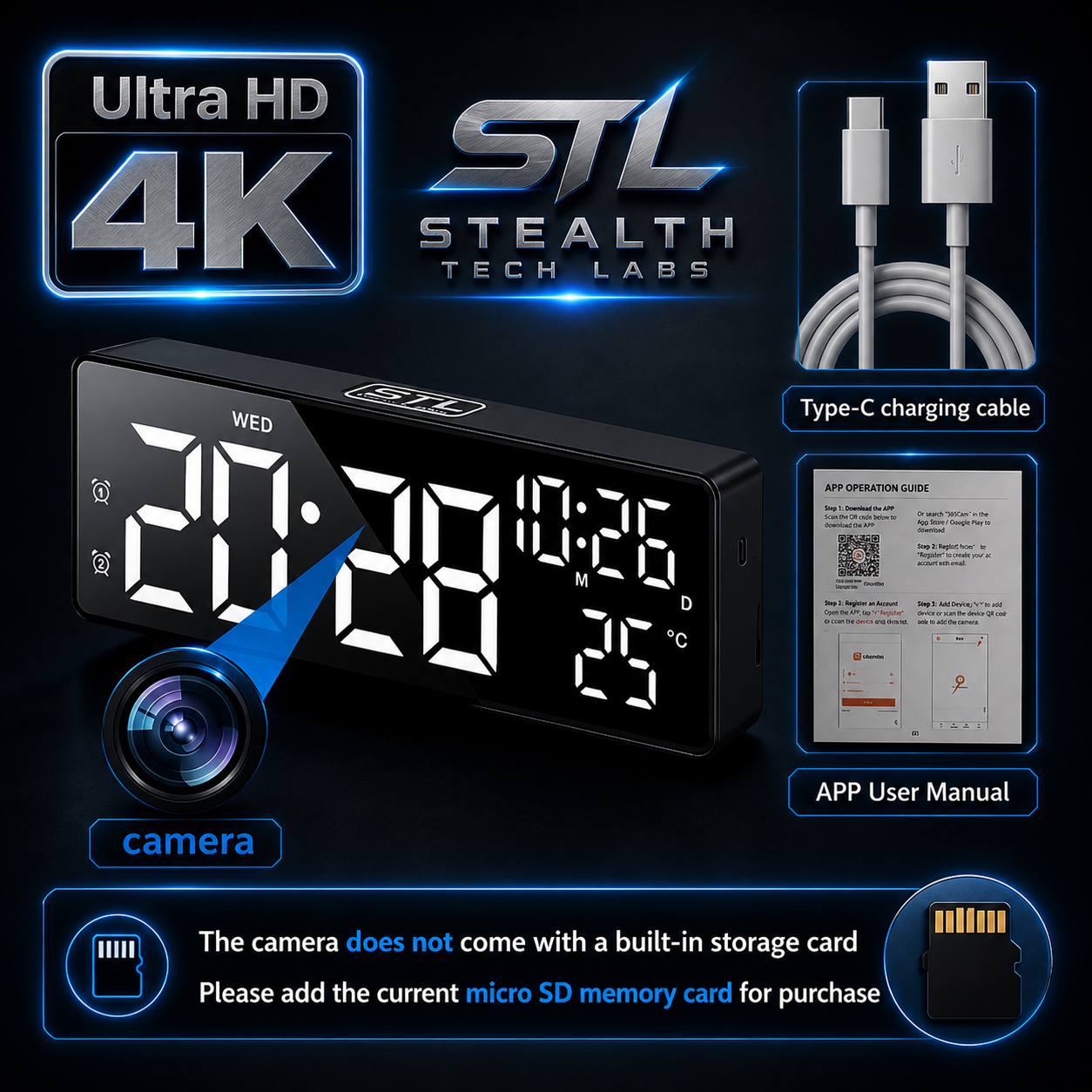 4K HIDDEN CLOCK CAMERA
